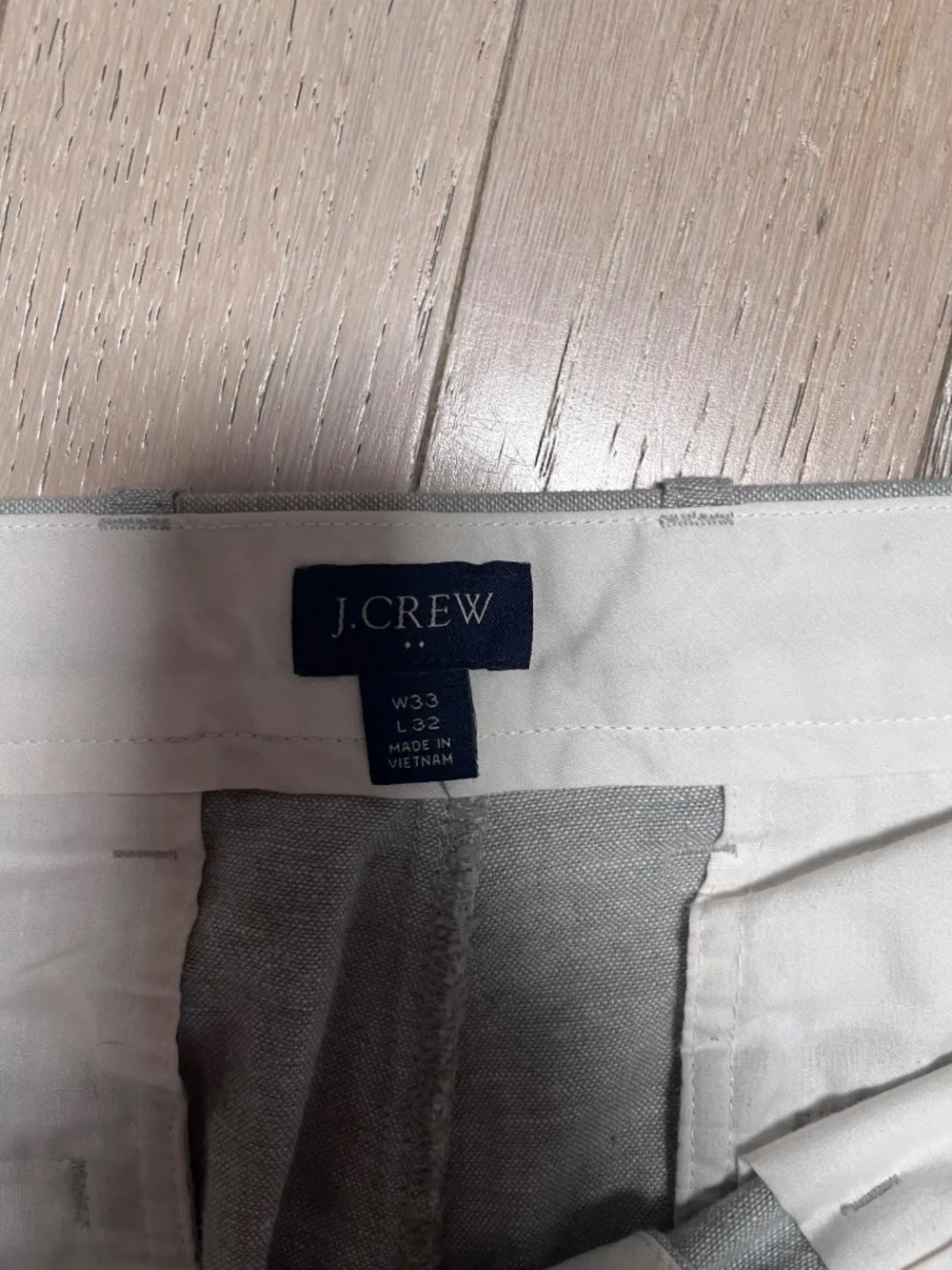 J.CREW  Men's Gray Linen Blend Straight Leg Trouser Pants Size 33x 32